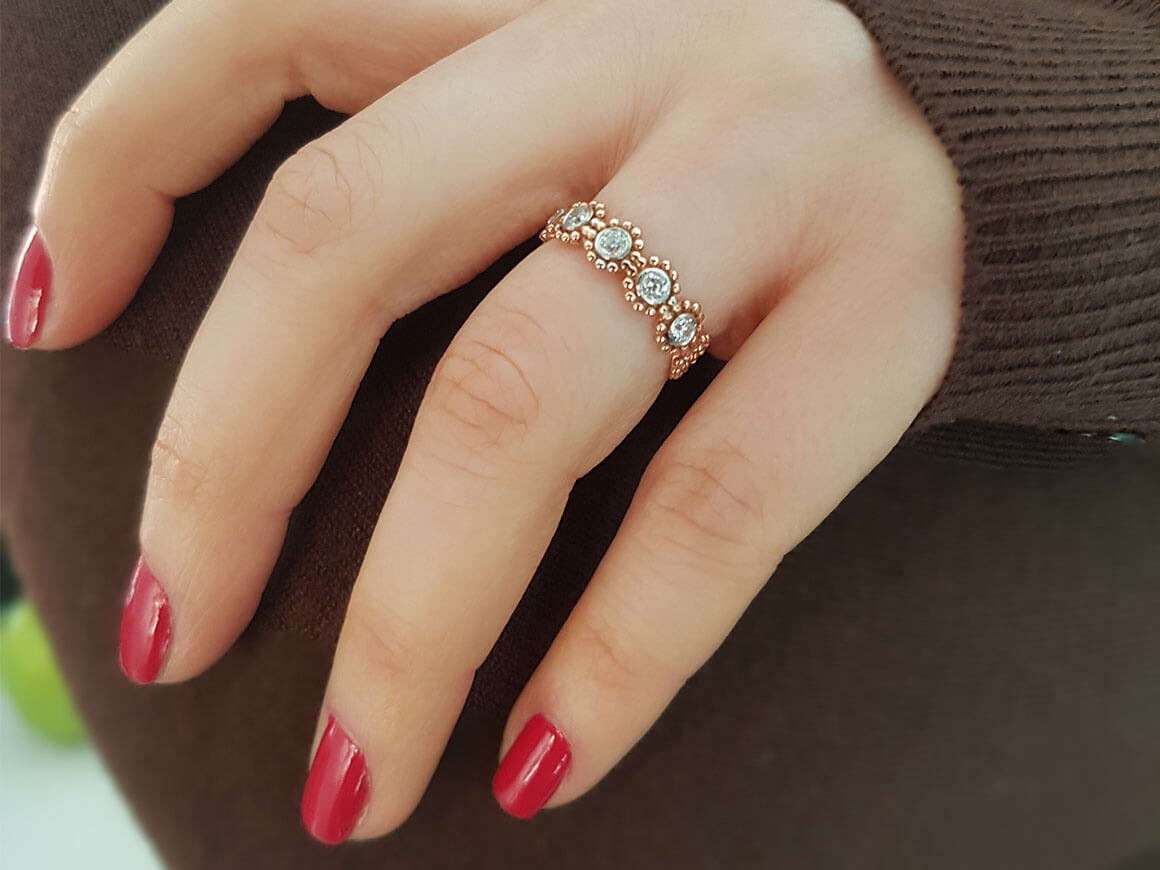 Alliance vintage 5 diamants 0,35 carat