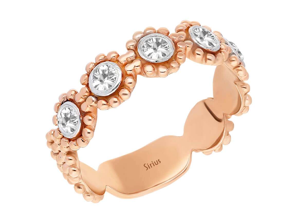 0,35 Carat 5 Diamanten Vintage Allianz - handgefertigter Diamantschmuck aus Feingold | Sirius Diamant