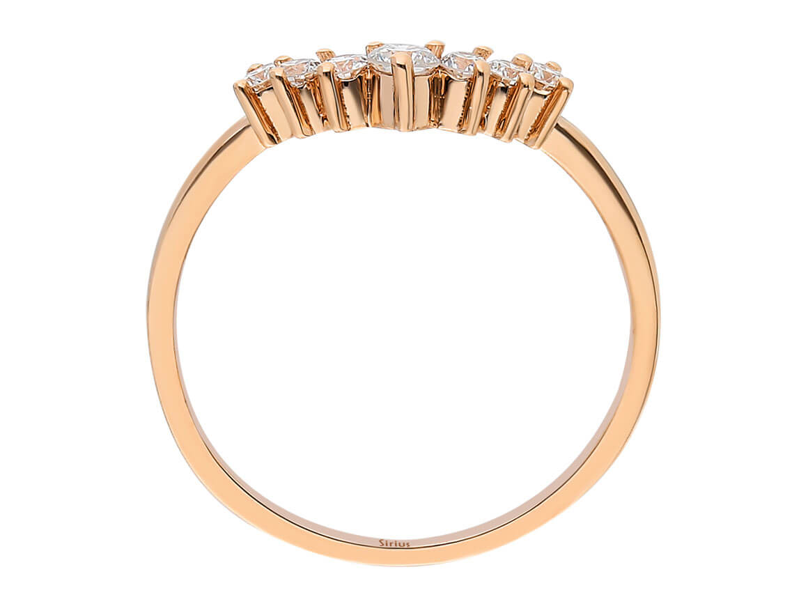Diamond crescent rose ring in 14K red gold