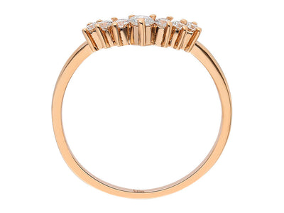 Diamond crescent rose ring in 14K red gold