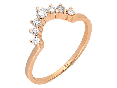 Diamond crescent rose ring in 14K red gold
