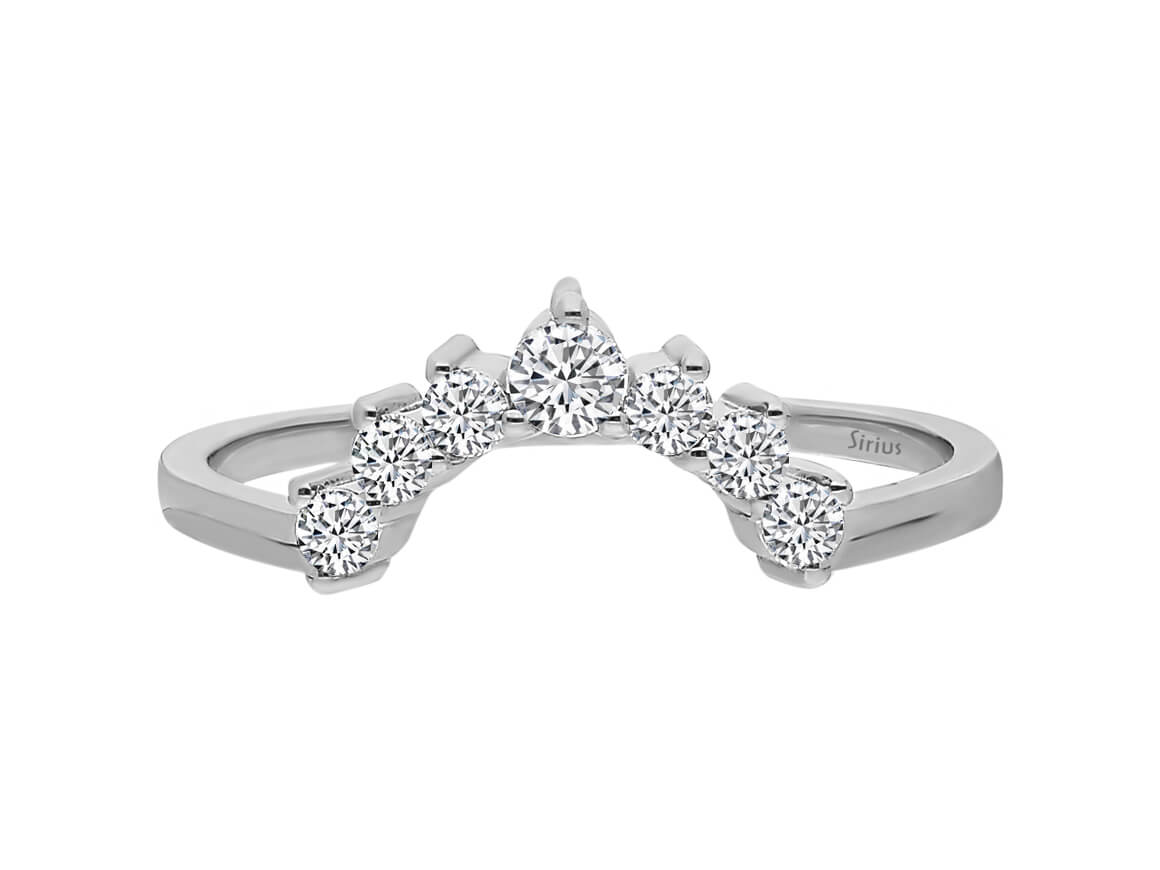 Diamond crescent ring in 14K white gold