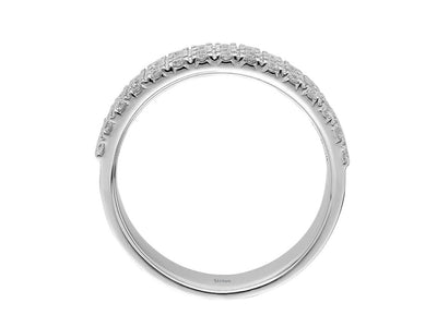Bague demi-ronde Trilogy à trois rangs de diamants en or blanc 585