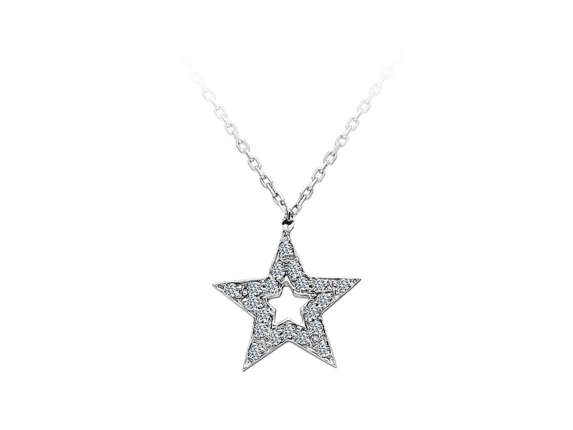 Diamant Stern Collier - handgefertigter Diamantschmuck aus Feingold | Sirius Diamant