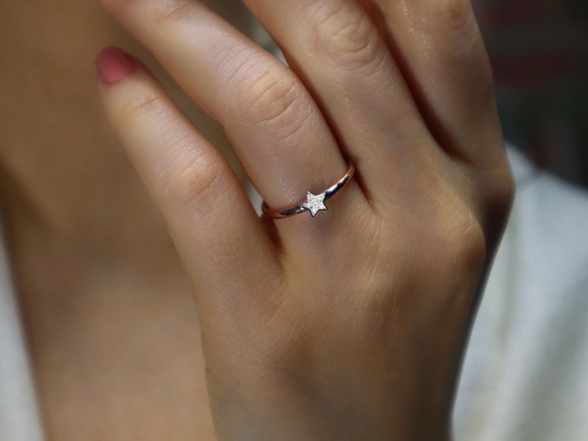 Bague étoile en diamant de 0,03 carat au total