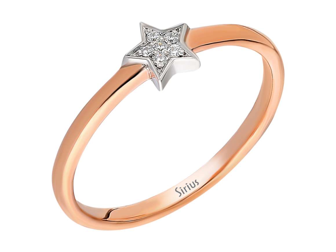 0,03 Gesamtkarat Diamant Stern Ring - handgefertigter Diamantschmuck aus Feingold | Sirius Diamant