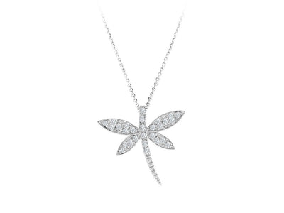 Collier libellule diamant en or blanc 333 8 carats