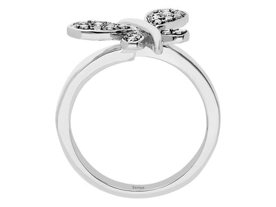 0.23 carat diamond dragonfly ring in 14 carat white gold
