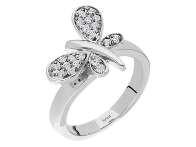0.23 carat diamond dragonfly ring in 14 carat white gold