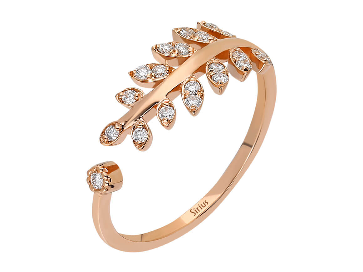 Diamant Akanthus Ring - handgefertigter Diamantschmuck aus Feingold | Sirius Diamant