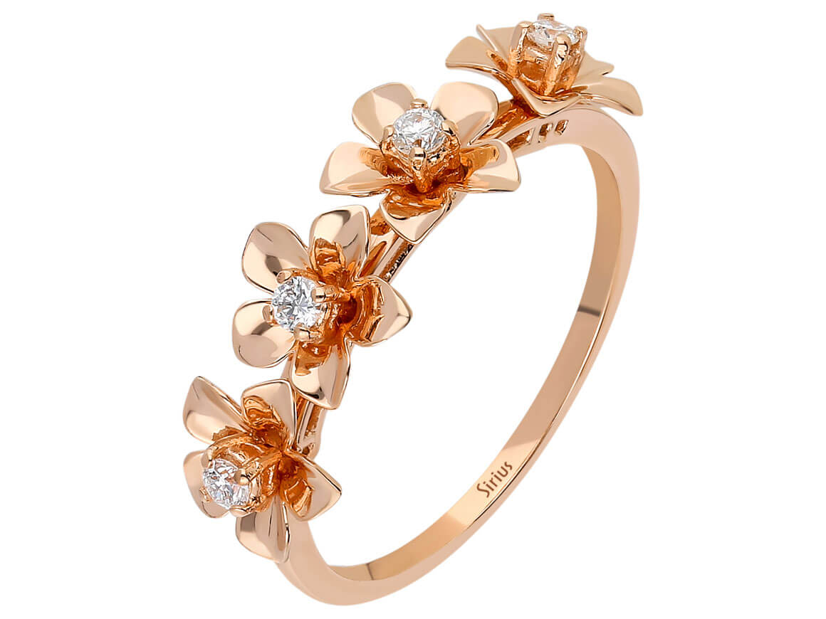 Diamant Gardenia Ring - handgefertigter Diamantschmuck aus Feingold | Sirius Diamant