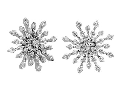 Diamond snowflake earrings in 14-karat white gold