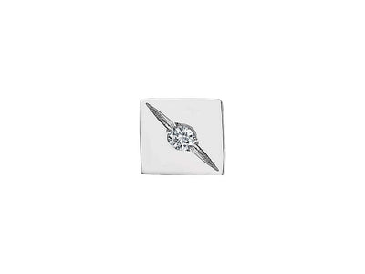 0.02 carat diamond square solitaire stud earrings in 14K white gold