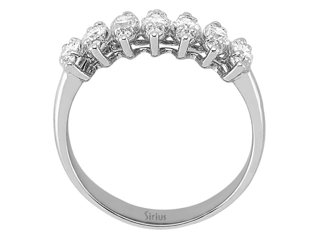Marquise Schliff Diamant Effekt Allianz in 585er 14 K Weißgold - handgefertigter Diamantschmuck aus Feingold | Sirius Diamant