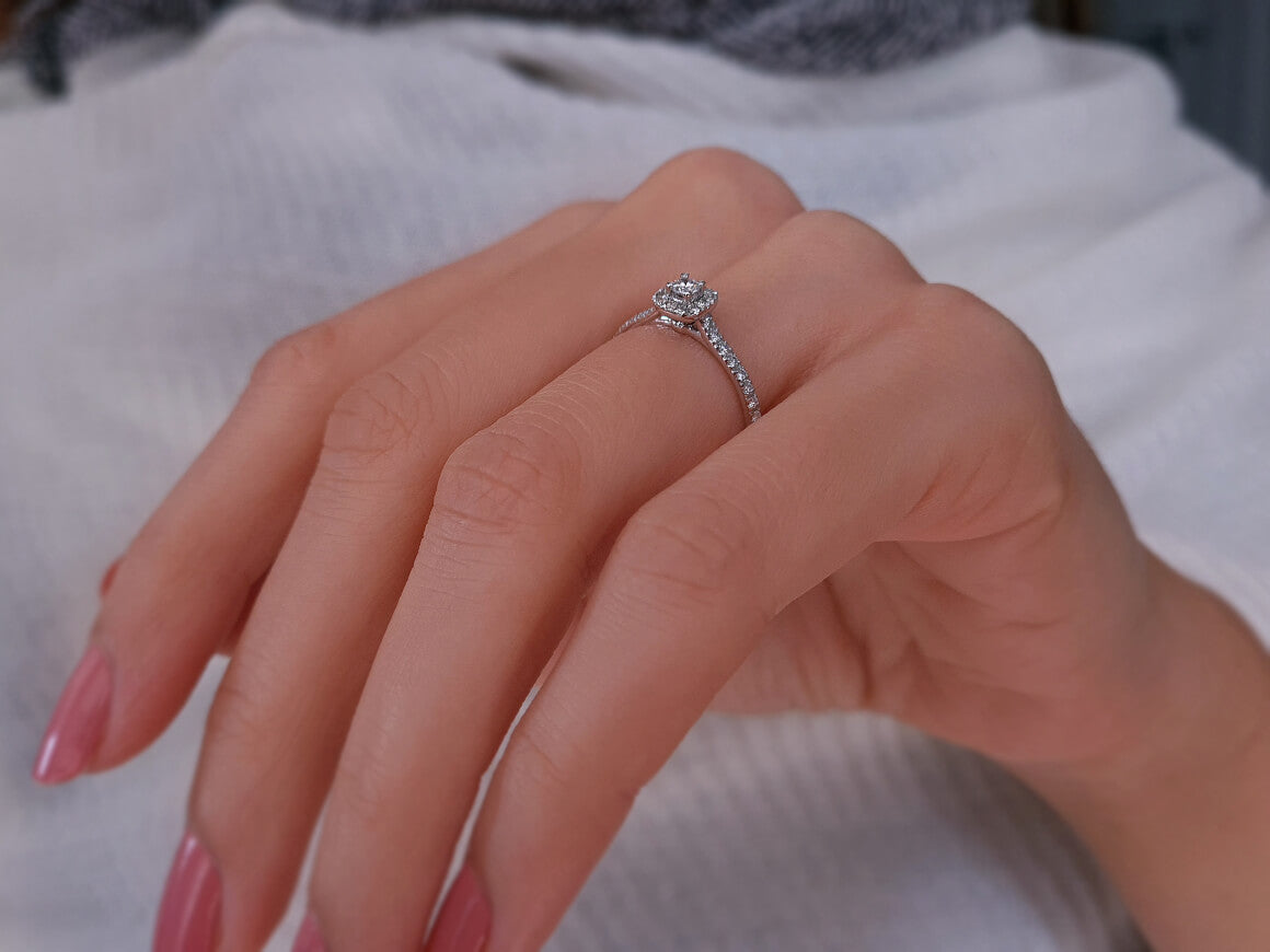 0.75 Carat Princess Diamond Effect Solitaire Ring