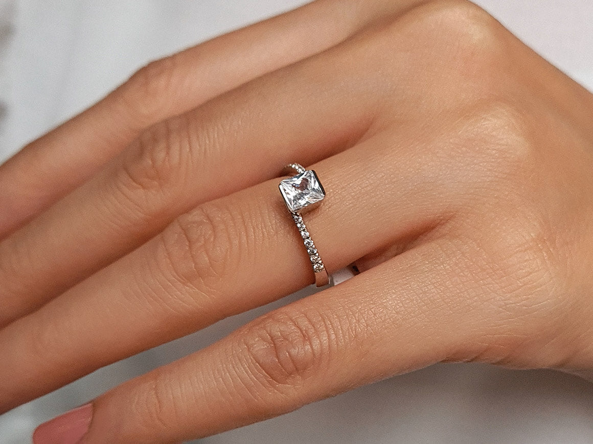 Total 0.35 Carat Princess Diamond Solitaire Ring