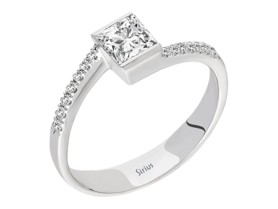 Insgesamt 0,35 Carat Prinzessin Diamant Solitär Ring - handgefertigter Diamantschmuck aus Feingold | Sirius Diamant