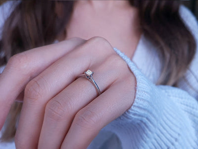 0.15 carat diamond princess cut solitaire ring