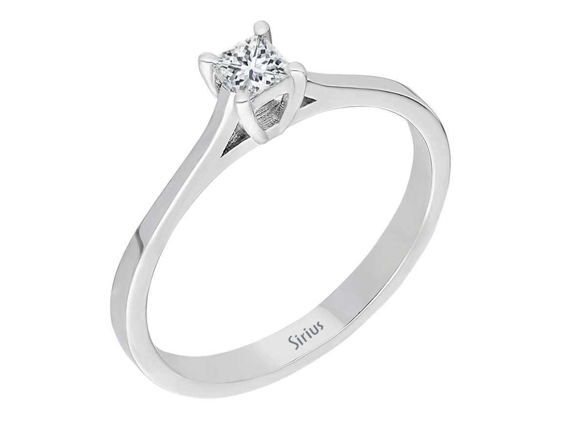 0,15 Karat Diamant Prinzess Schliff Solitär Ring - handgefertigter Diamantschmuck aus Feingold | Sirius Diamant