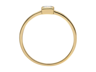 0.15 carat princess cut diamond solitaire ring in yellow gold