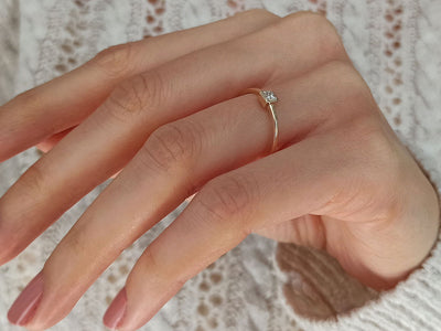0.15 carat princess cut diamond solitaire ring in yellow gold