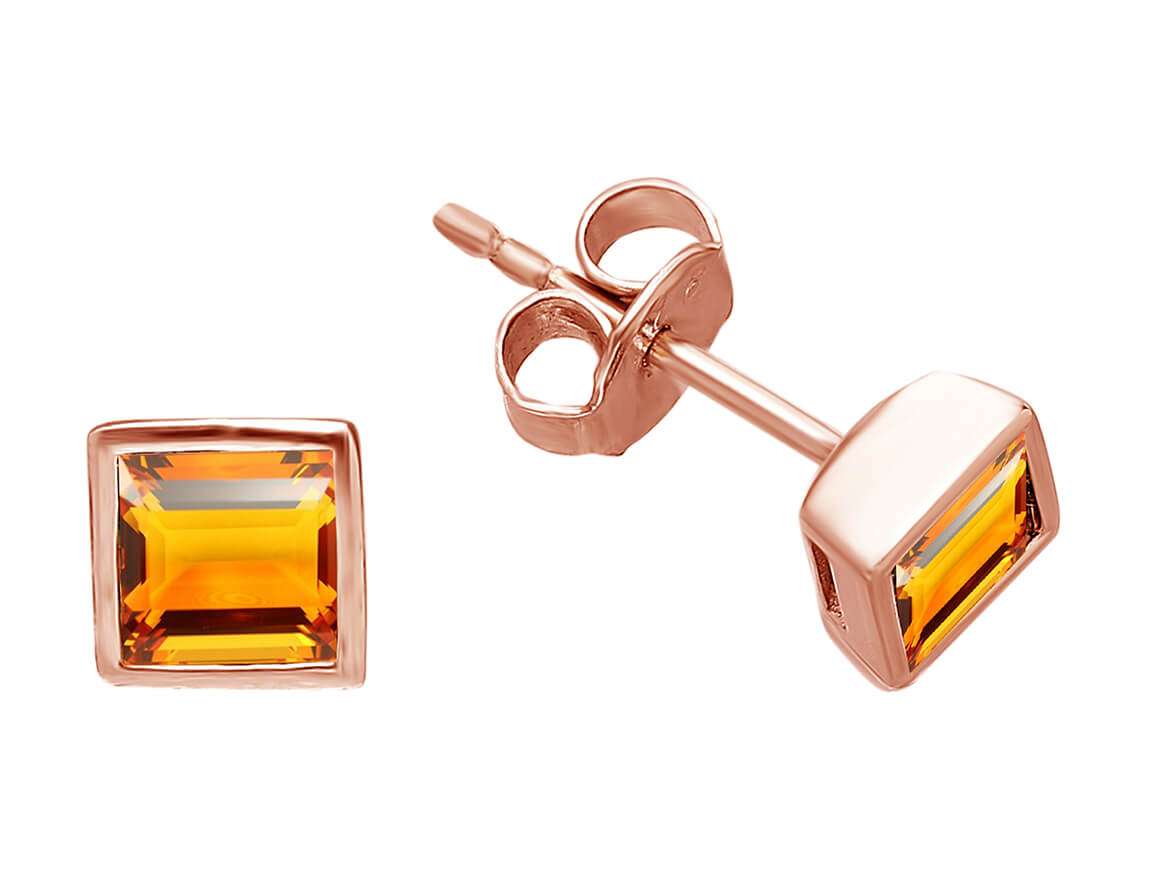 Princess-cut citrine earrings