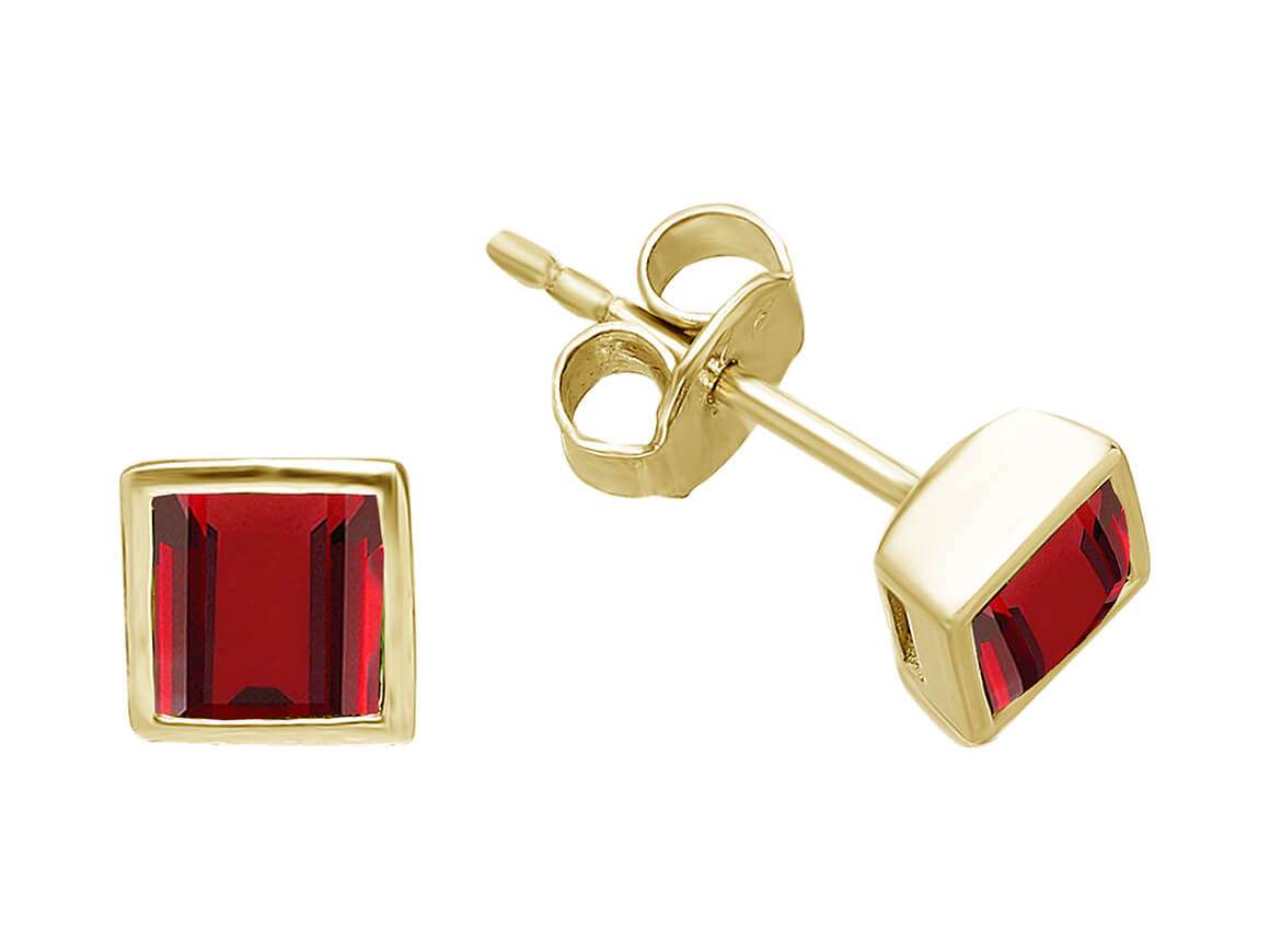 Princess cut ruby earrings