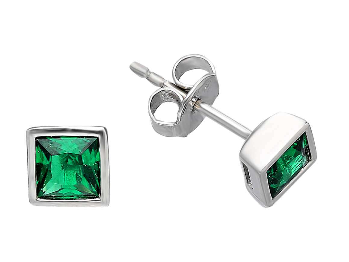 Prinzess-Schliff-Smaragd-Ohrringe - handgefertigter Diamantschmuck aus Feingold | Sirius Diamant