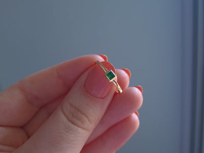 Princess Cut Emerald Solitaire Ring