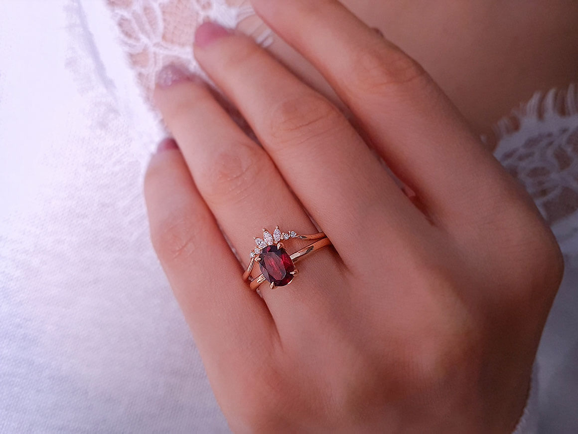 Princess Crown Marquise Ring