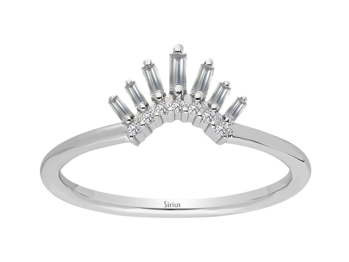 Baguette Diamant Prinzessin Krone Ring - handgefertigter Diamantschmuck aus Feingold | Sirius Diamant