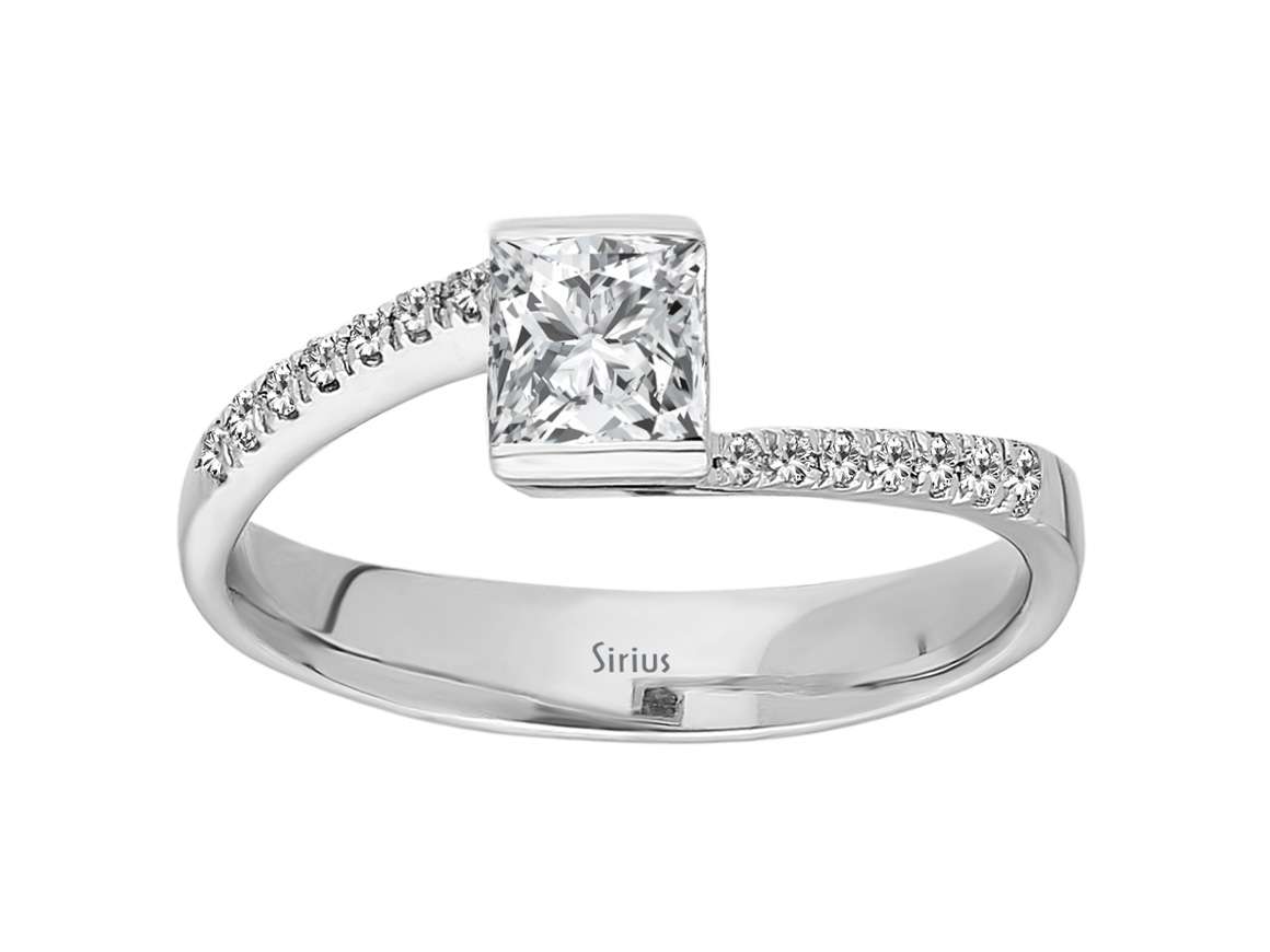 Insgesamt 0,35 Carat Prinzessin Diamant Solitär Ring - handgefertigter Diamantschmuck aus Feingold | Sirius Diamant