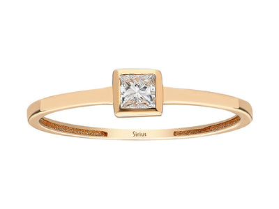 0.15 carat princess cut diamond solitaire ring in rose gold