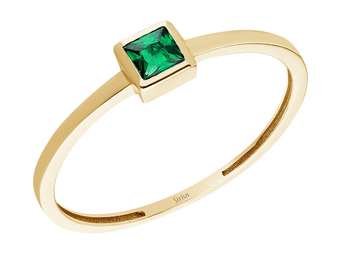 Prinzessin Schliff Smaragd Solitär Ring - handgefertigter Diamantschmuck aus Feingold | Sirius Diamant