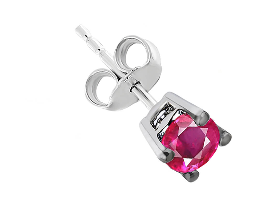 0.33 Carat Pink Sapphire Solitaire Men's Earring in 14 K White Gold 