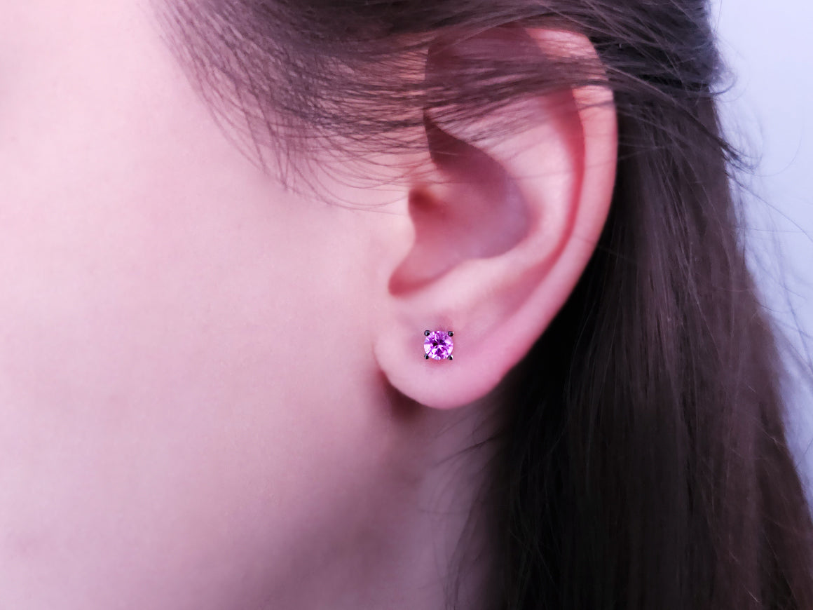 0.65 Carat Pink Sapphire Solitaire Earrings