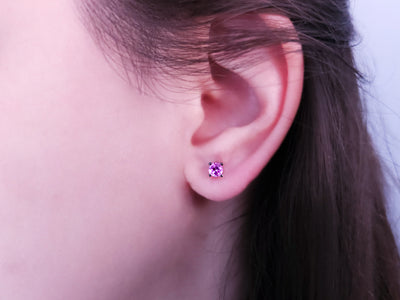0.65 Carat Pink Sapphire Solitaire Earrings