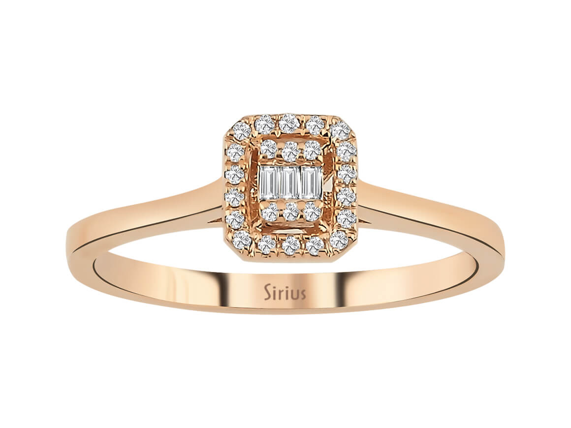 Rosea Stella Baguette Diamantring - handgefertigter Diamantschmuck aus Feingold | Sirius Diamant