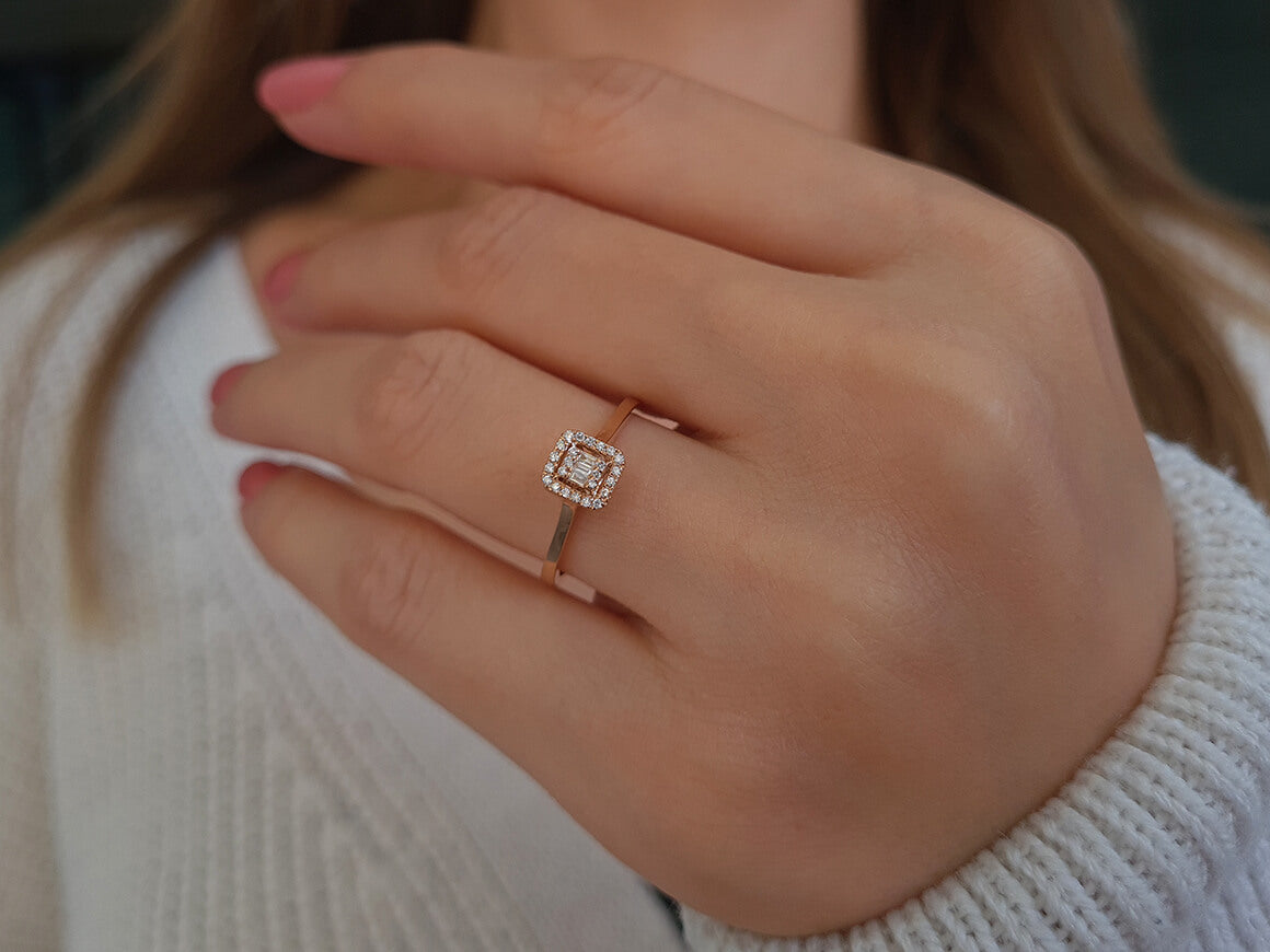 Bague Rosea Stella en diamant baguette