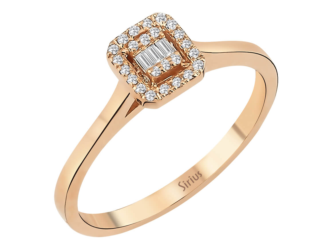 Rosea Stella Baguette Diamantring - handgefertigter Diamantschmuck aus Feingold | Sirius Diamant