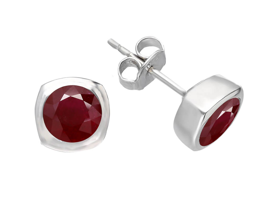 2.00 ct. ruby solitaire stud earrings in 14k white gold