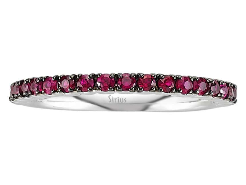 0.55 carat ruby half-round alliance in 585 14 carat white gold