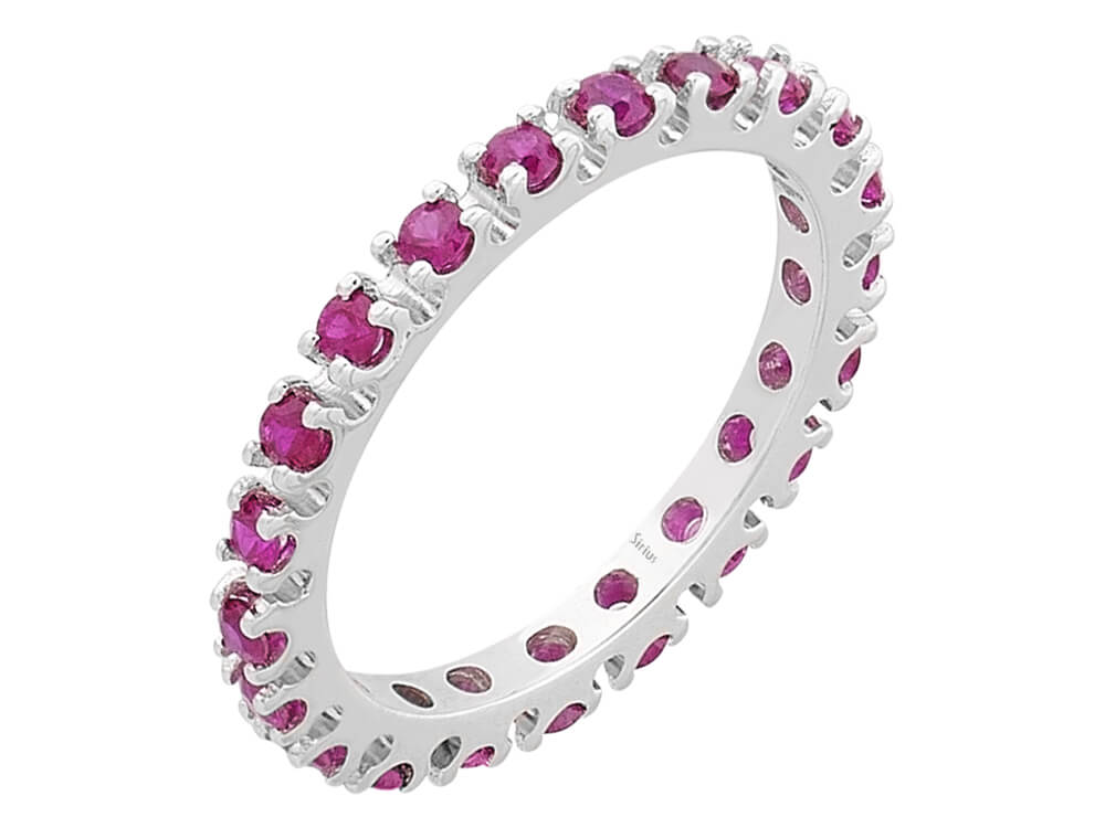 0,81 Karat Rubin rundum Allianz in 585er 14K Weißgold - handgefertigter Diamantschmuck aus Feingold | Sirius Diamant