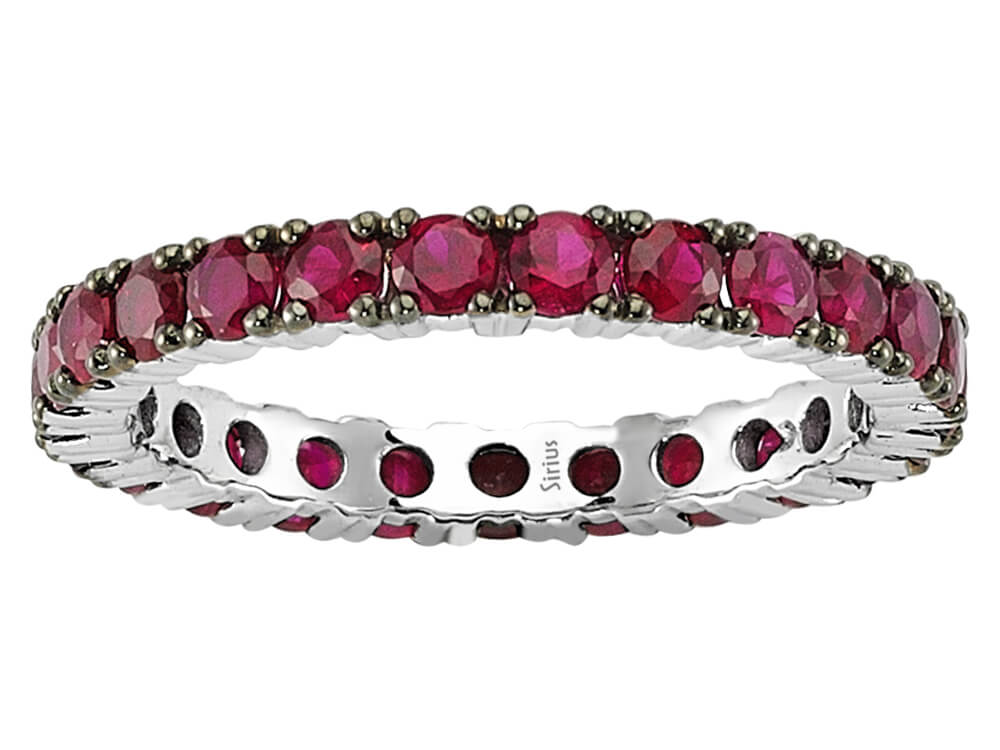 2,07 Carat rundum Rubin Allianz Ring - handgefertigter Diamantschmuck aus Feingold | Sirius Diamant