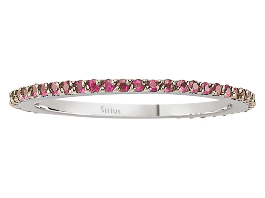 Ruby all-around alliance in 14K white gold