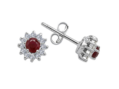 Diamond and ruby earrings in 333 8 carat white gold