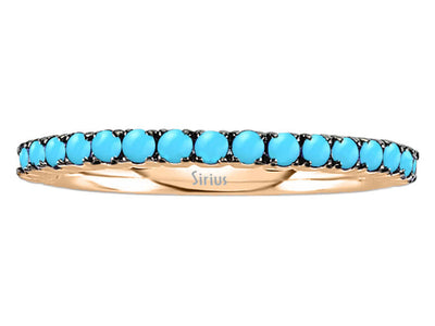 Turquoise half-round alliance in 14K