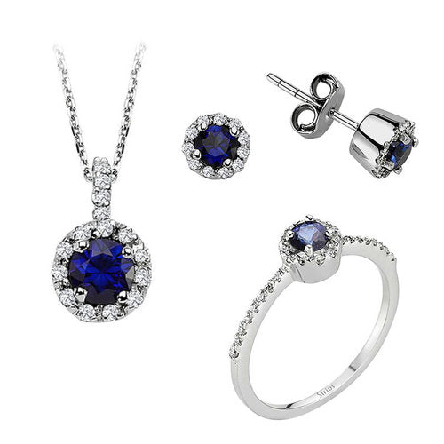 Saphir & Diamant Schmuckset in 585er 14K Weißgold – handgefertigter Diamantschmuck aus Feingold | Sirius Diamant