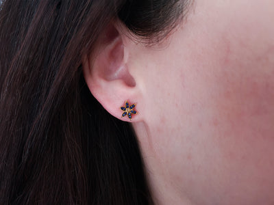 Sapphire crocus flower earrings