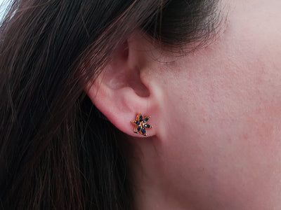 Sapphire crocus flower earrings